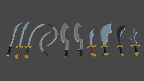 Low poly 10 swords set preview image